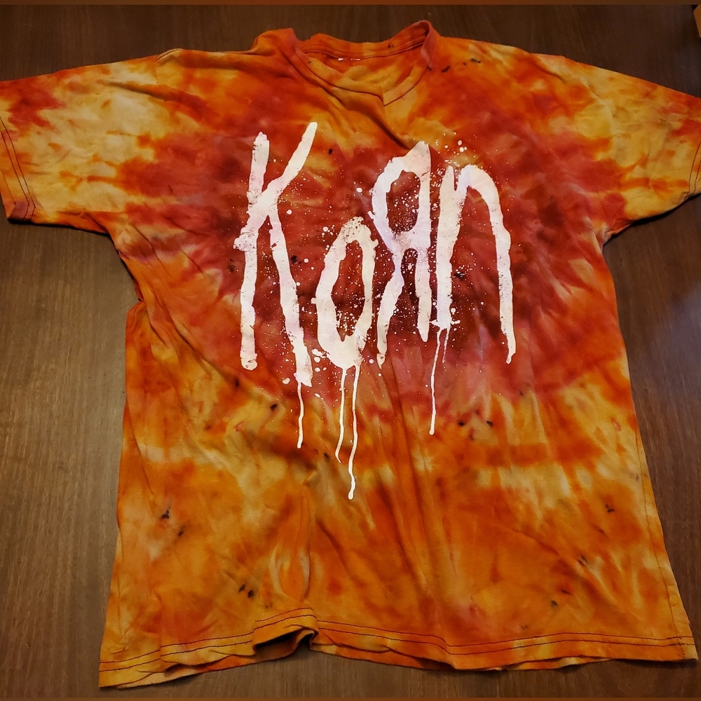 KORN Reverse Dyed Ice Dyed "Still A Freak" Hot Topic Band T-Shirt Size Large - Picture 3 of 7